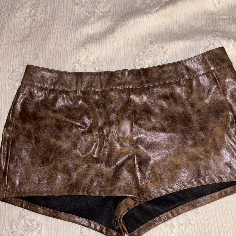 Fashion Nova High Waist Brown Leather Shorts